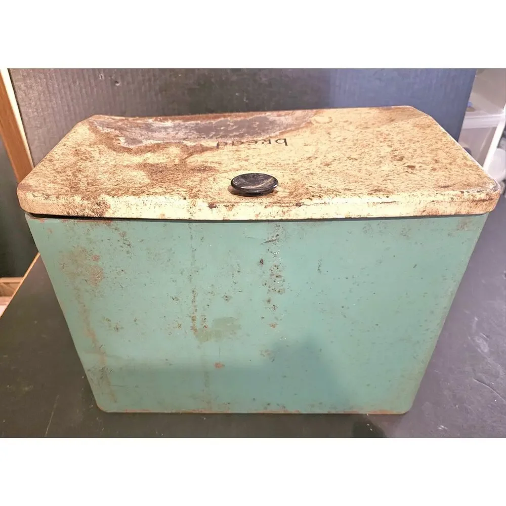 Vintage Metal Bread Box Antique Storage Tin Country HARVELL
